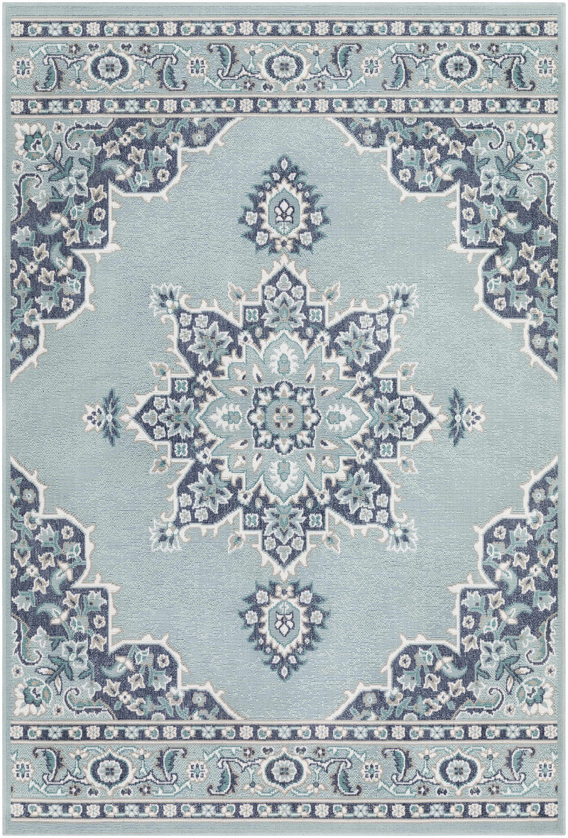 Orla Pale Blue Medallion Area Rug