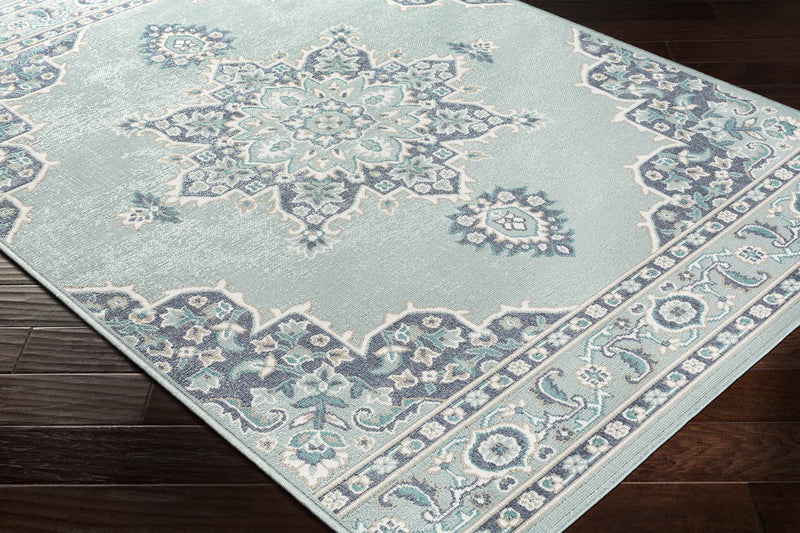 Orla Pale Blue Medallion Area Rug