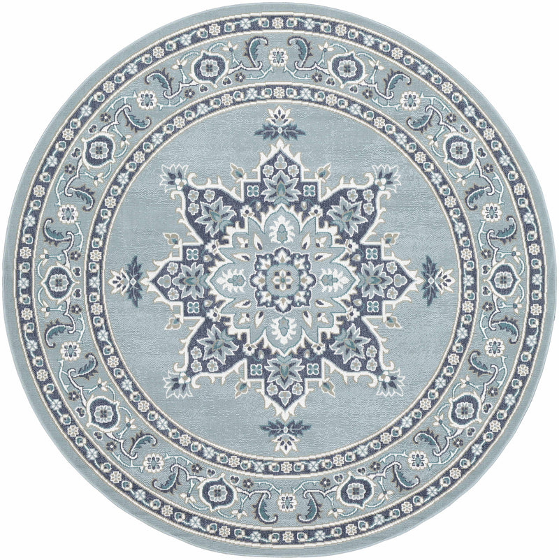 Orla Pale Blue Medallion Area Rug