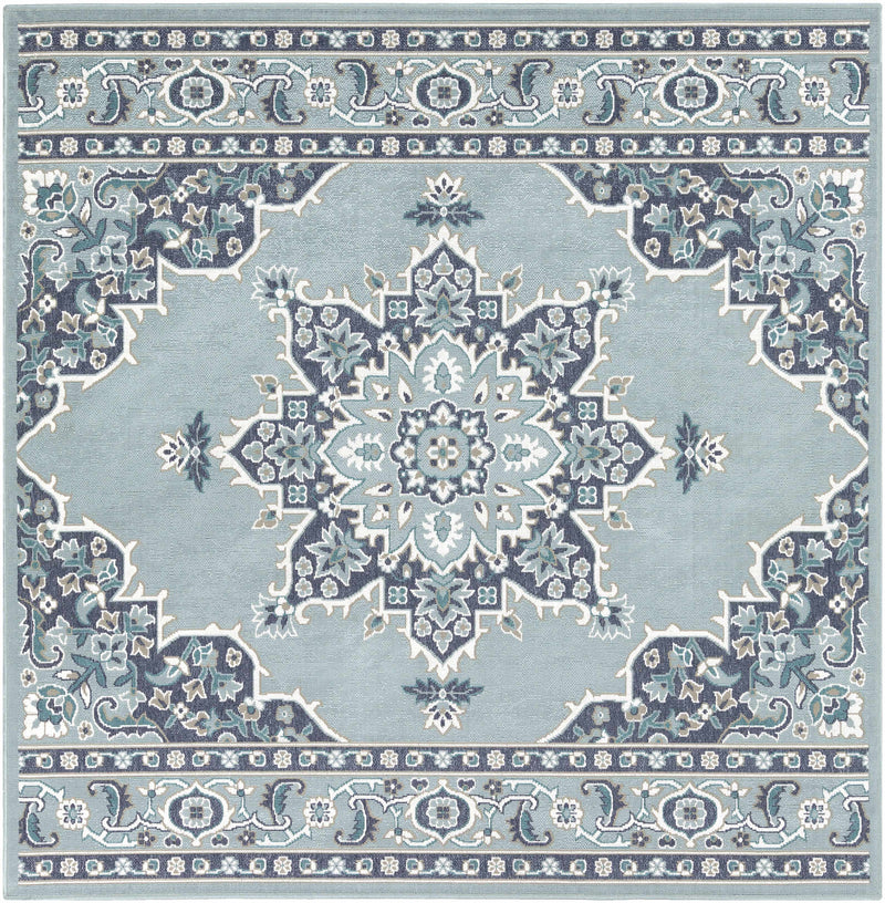 Orla Pale Blue Medallion Area Rug
