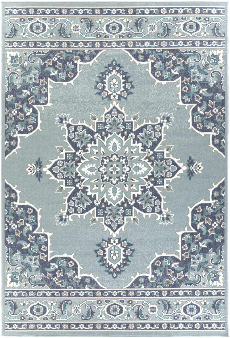 Orla Pale Blue Medallion Area Rug