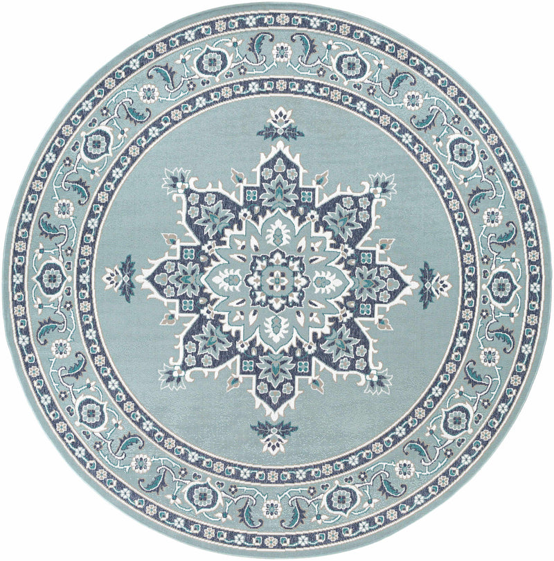 Orla Pale Blue Medallion Area Rug