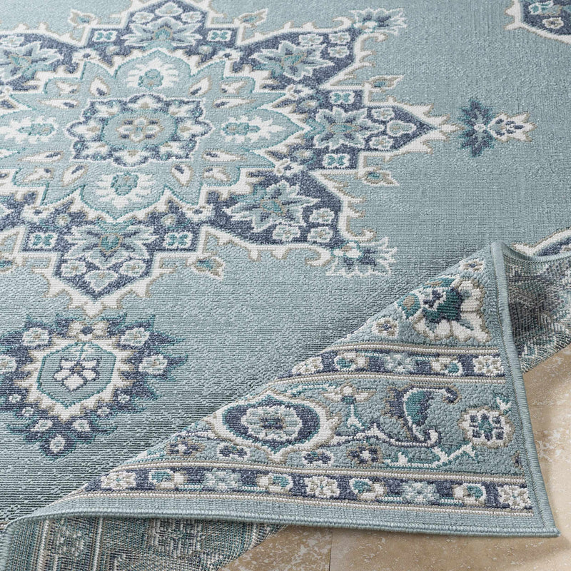 Orla Pale Blue Medallion Area Rug