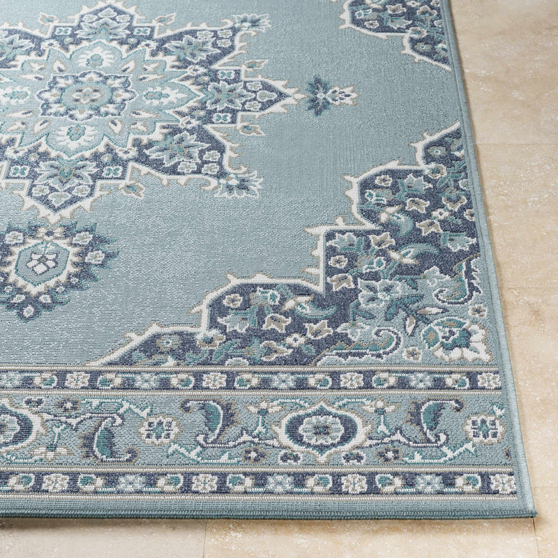 Orla Pale Blue Medallion Area Rug