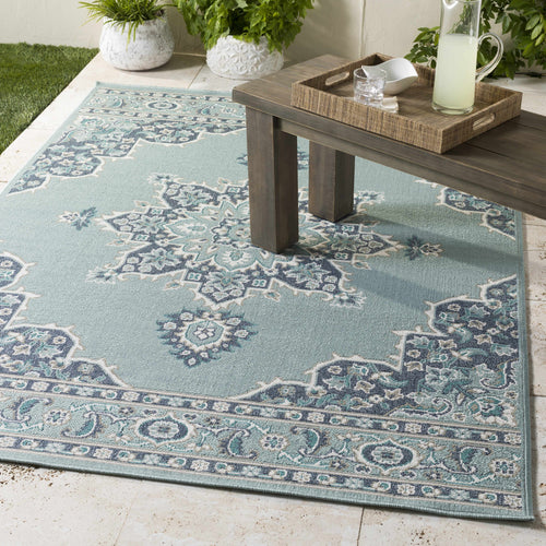 Orla Pale Blue Medallion Area Rug