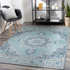 Orla Pale Blue Medallion Area Rug
