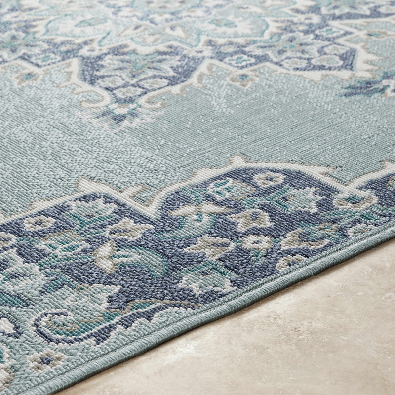 Orla Pale Blue Medallion Area Rug