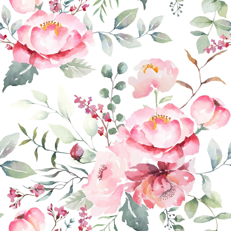 Stylish White Wallpaper with Gentle Flowers Vogue