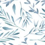 Contemporary Blue Leaves Wallpaper Chic