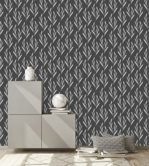 Grey Wallpaper with Branches of Tree