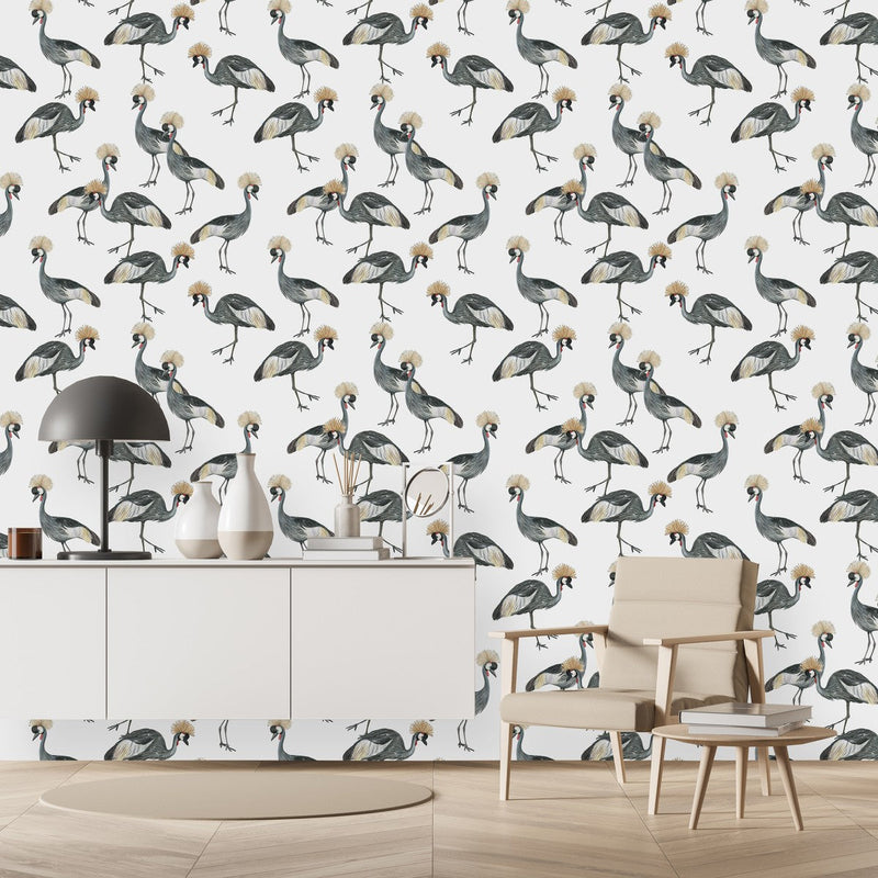 Light Wallpaper with Exotic Birds
