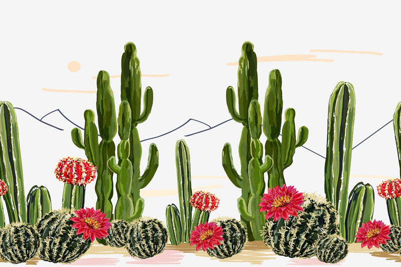 Red Cactus Flowers Wallpaper