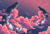 Whales between Pink Clouds Wallpaper