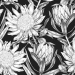 Black Wallpaper with White  Floral Pattern