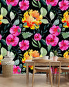 Brightly Flowers on Dark Wallpaper