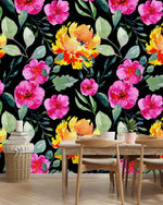 Brightly Flowers on Dark Wallpaper