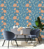 Modish Blue Floral Wallpaper Sophisticated