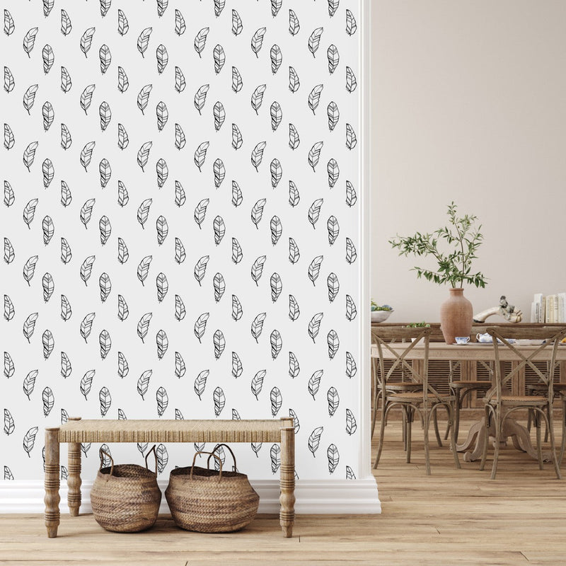 Black and White Feathers Wallpaper