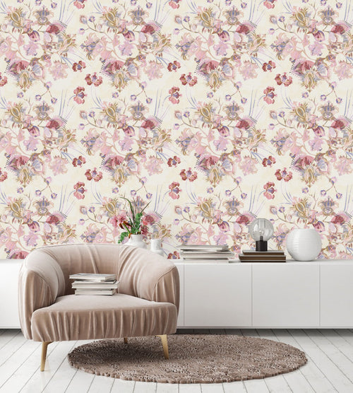 Beige and Pink Pattern Wallpaper