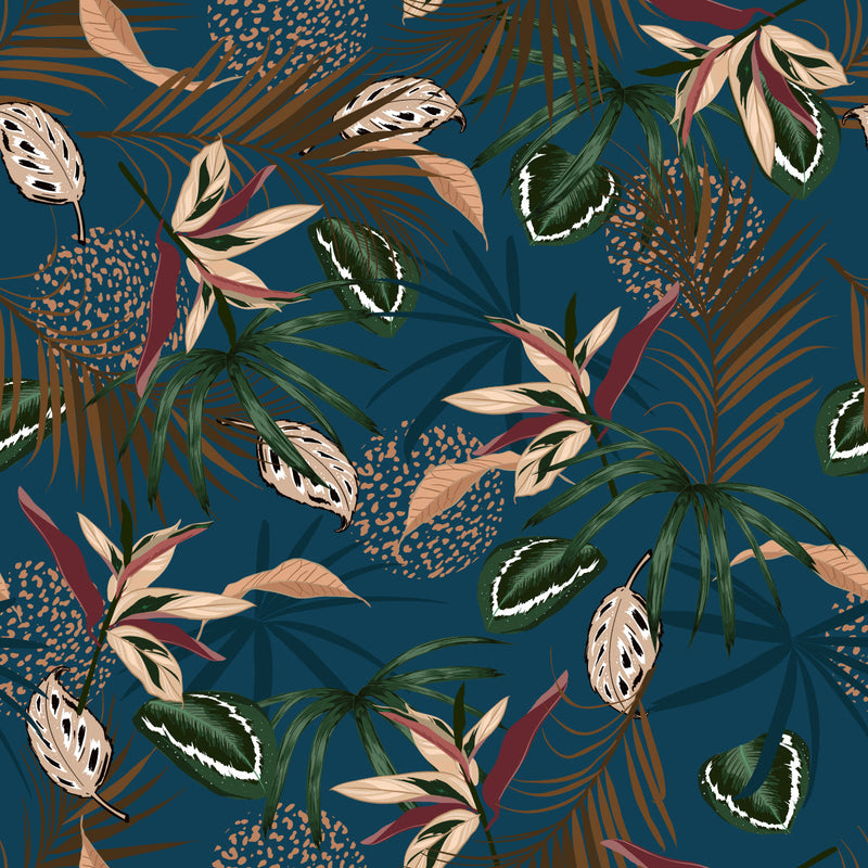 Dark Blue Wallpaper with Leaves