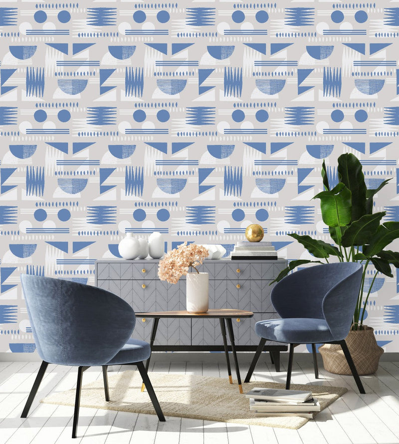 Blue Geometric Shapes Wallpaper