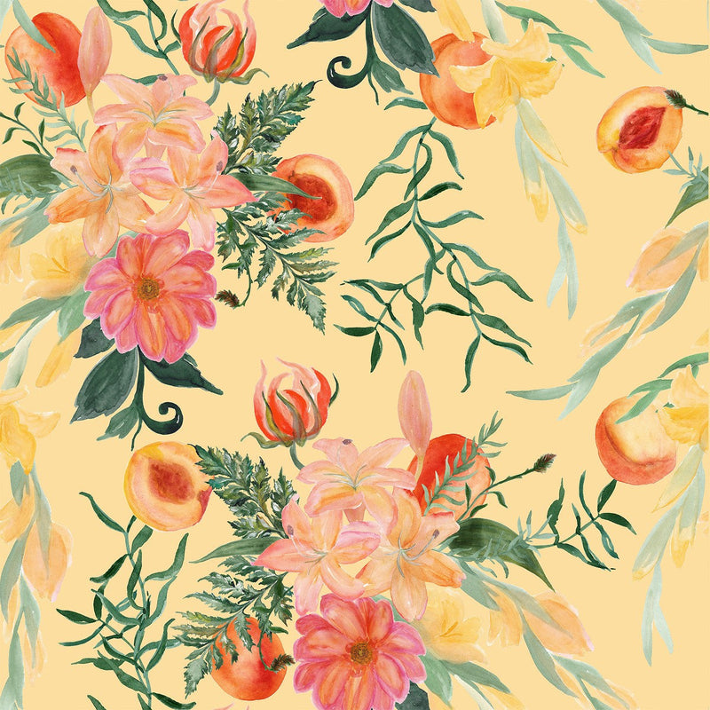 Voguish Yellow Floral Wallpaper