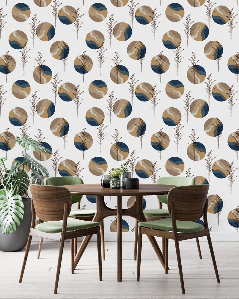 Beige Circles Design Wallpaper
