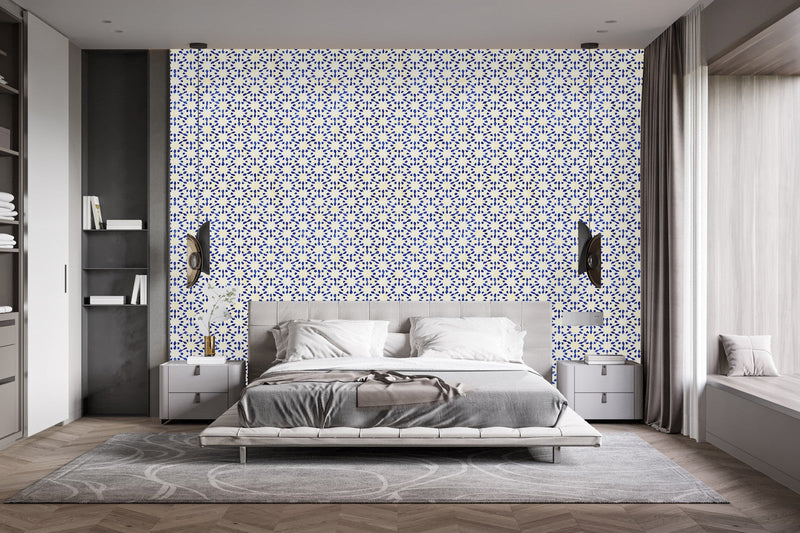 Contemporary Dark Blue Pattern Wallpaper