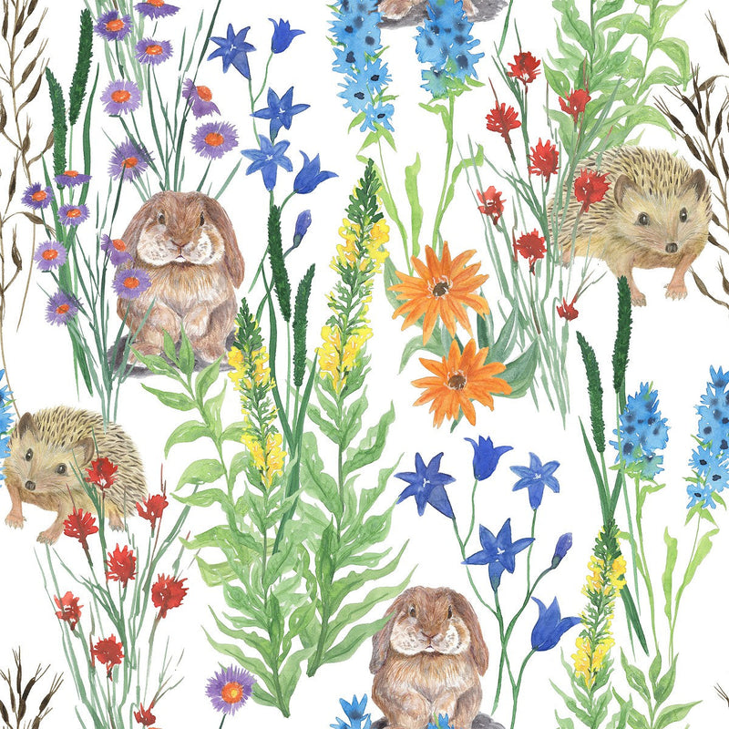 Hedgehogs between Wildflowers Wallpaper