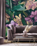 Fashionable Modern Violet Flowers Wallpaper