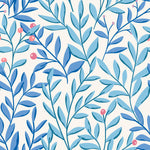Elegant Blue Leaves and Berries Wallpaper Smart