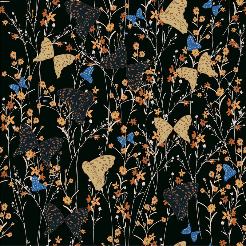 Contemporary Dark Wallpaper with Butterflies Fashionable