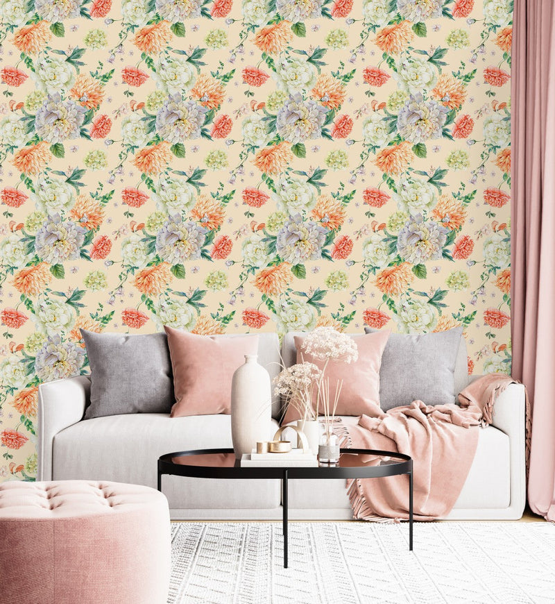 Creamy Floral Wallpaper