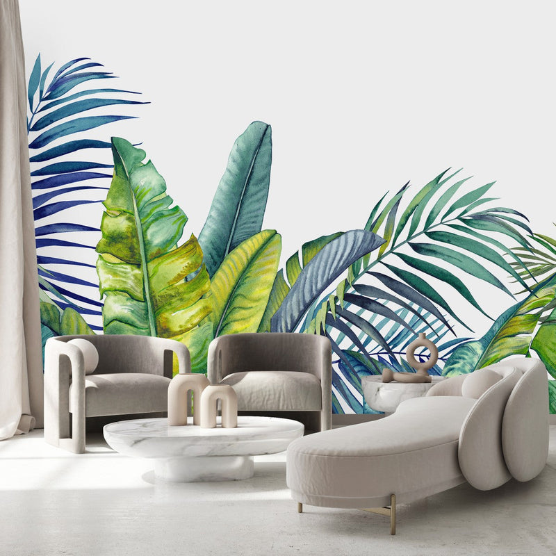 Modish Green Palm Leaves Wallpaper