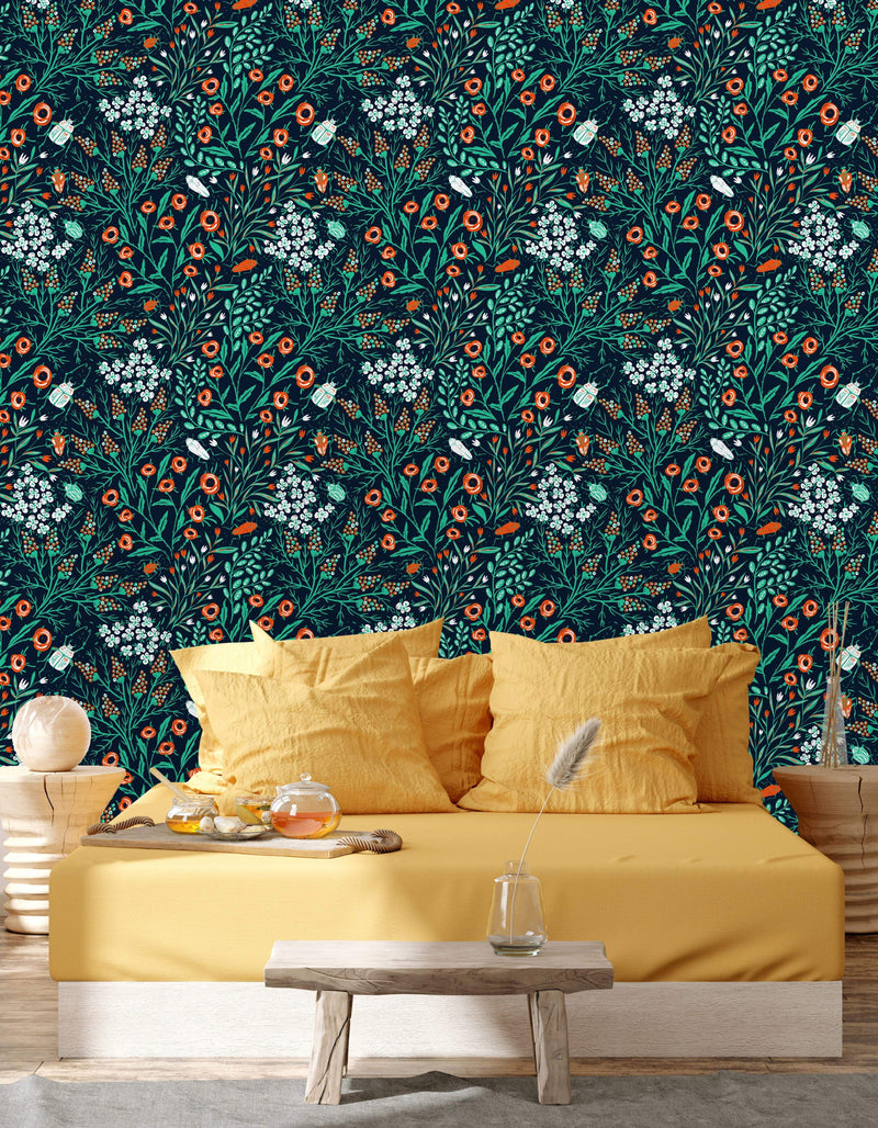 Beetles and Leaves Wallpaper