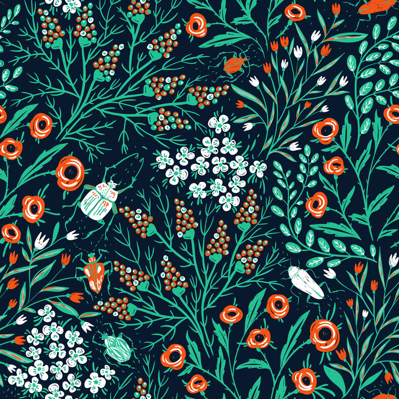 Beetles and Leaves Wallpaper