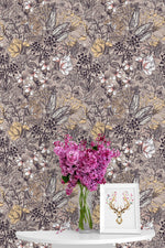 Beige Garden Flowers Wallpaper