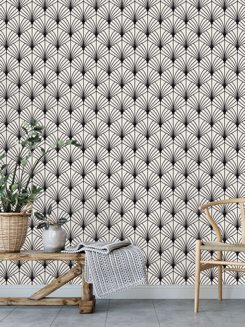 Beige Scallops Wallpaper
