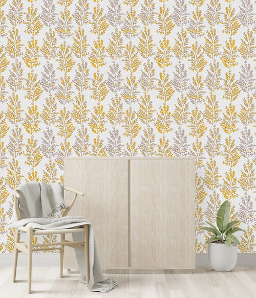 White Wallpaper with Herbs