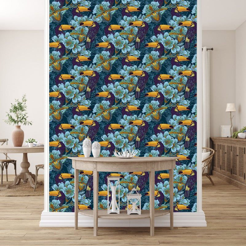 Toucan on Dark Blue Wallpaper