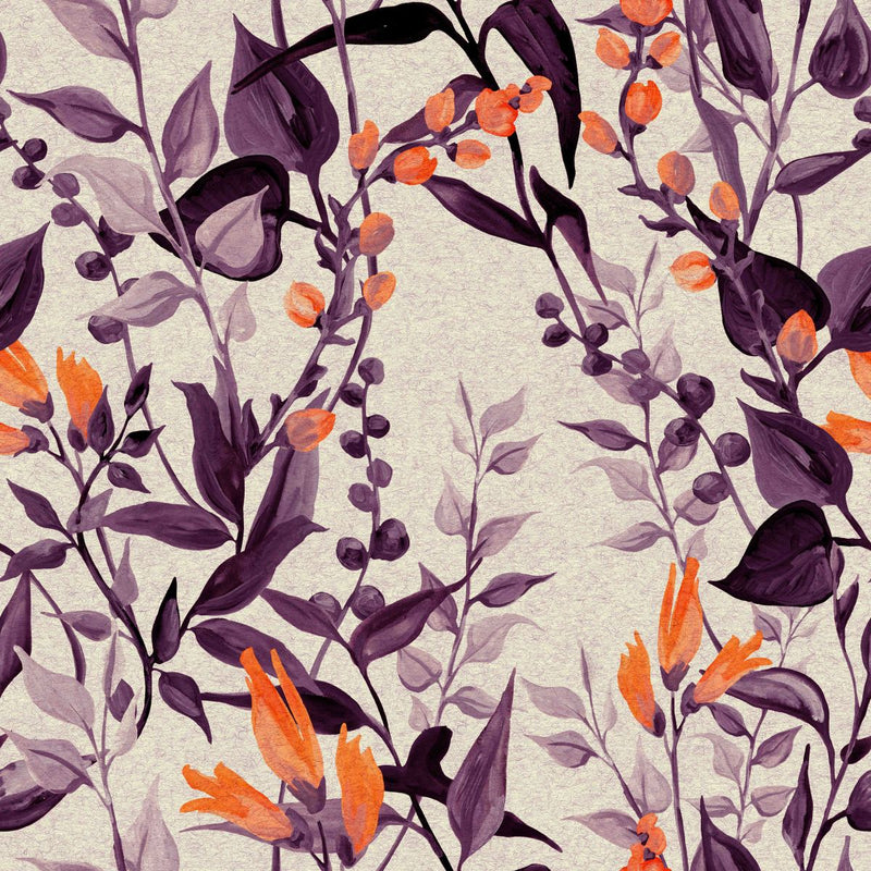 Purple and Orange Botanical Wallpaper