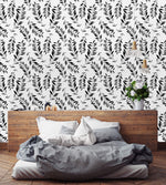 Black and White Abstract Leaves Wallpaper