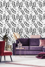 Black and White Abstract Leaves Wallpaper