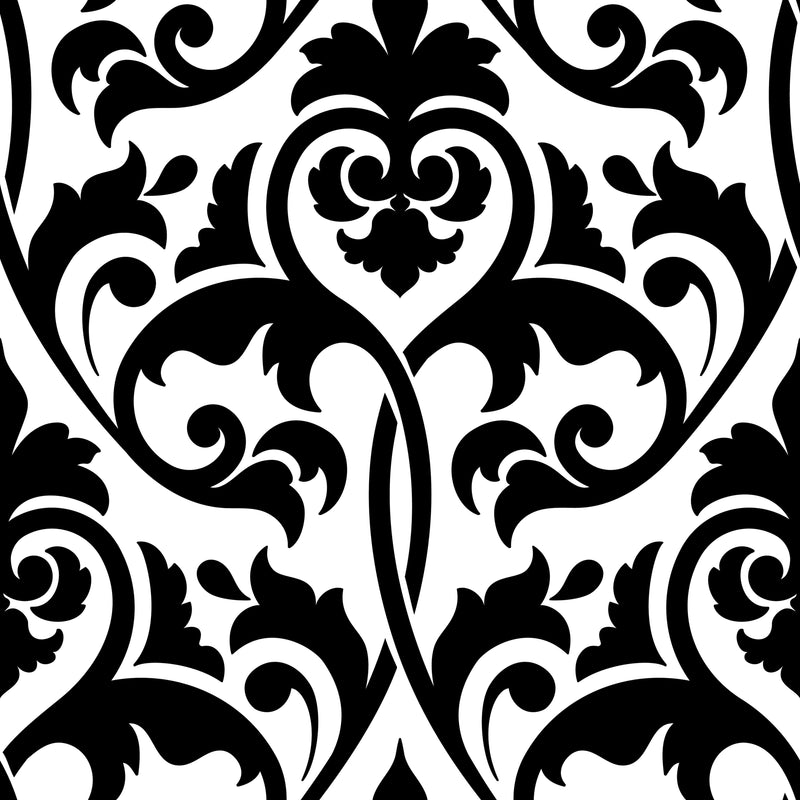 Black and White Damask Wallpaper