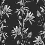 Black and White Floral Pattern Wallpaper