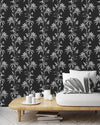 Black and White Floral Pattern Wallpaper