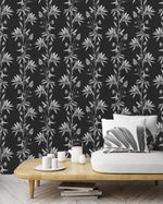 Black and White Floral Pattern Wallpaper