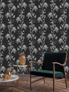 Black and White Floral Pattern Wallpaper