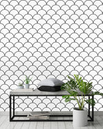 Black and White Scallops Wallpaper