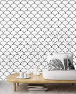 Black and White Scallops Wallpaper